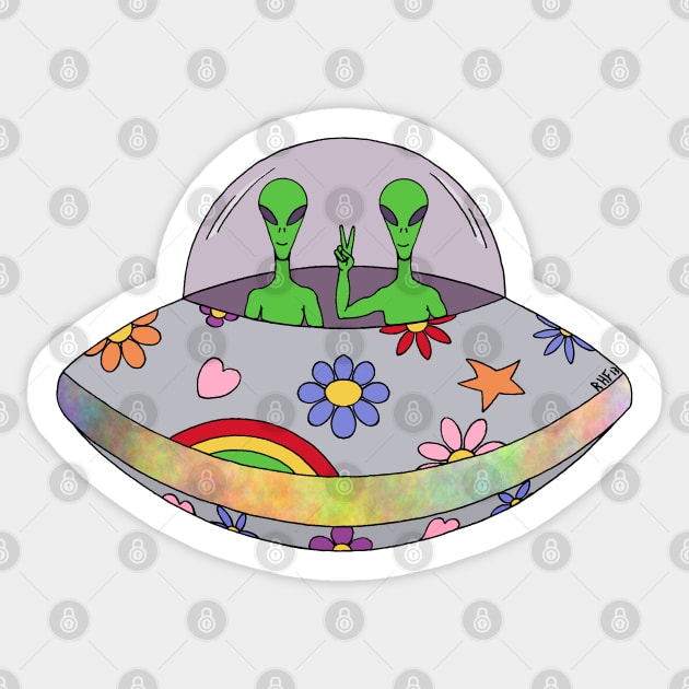 They Come in Peace UFO Sticker by AzureLionProductions